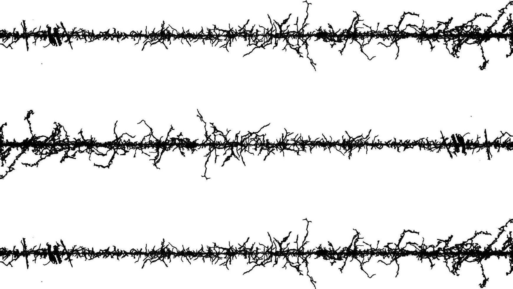 a series of sound waves with different shapes, barbed wire fabric by jessica, barbed wire fabric frame, a series of black and white lines with branches, barbed wire seamless pattern, vector