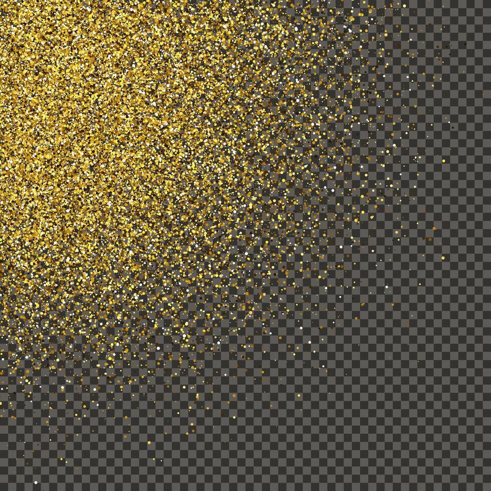 Gold glittering dust on a gray background. Dust with gold glitter effect and empty space for your text. illustration vector