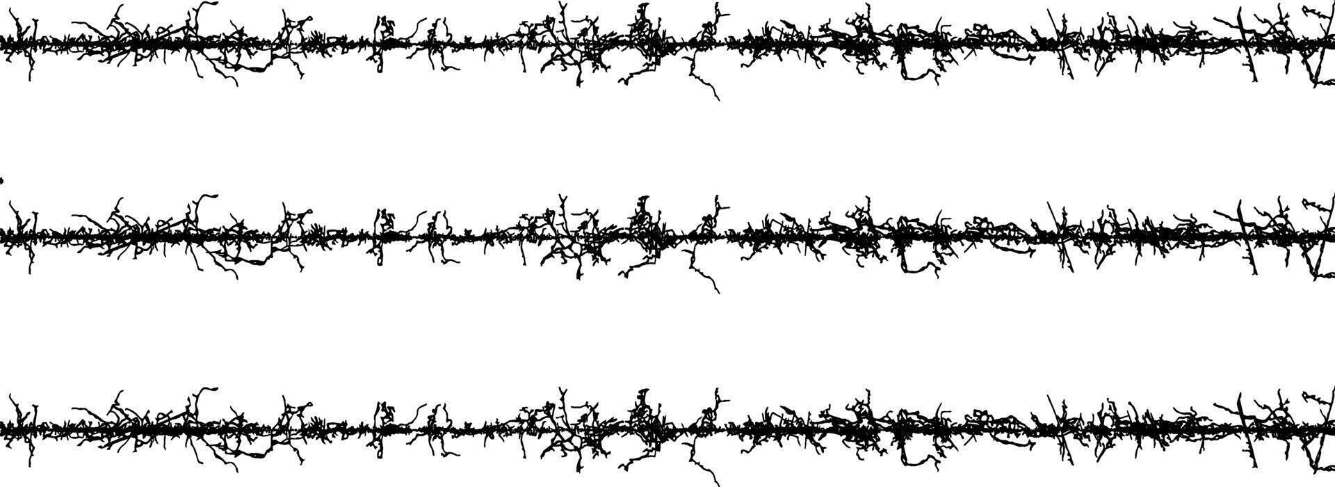 a black and white image of a line of ink, barbed wire fabric frame, a series of black and white lines with branches, barbed wire seamless pattern, vector