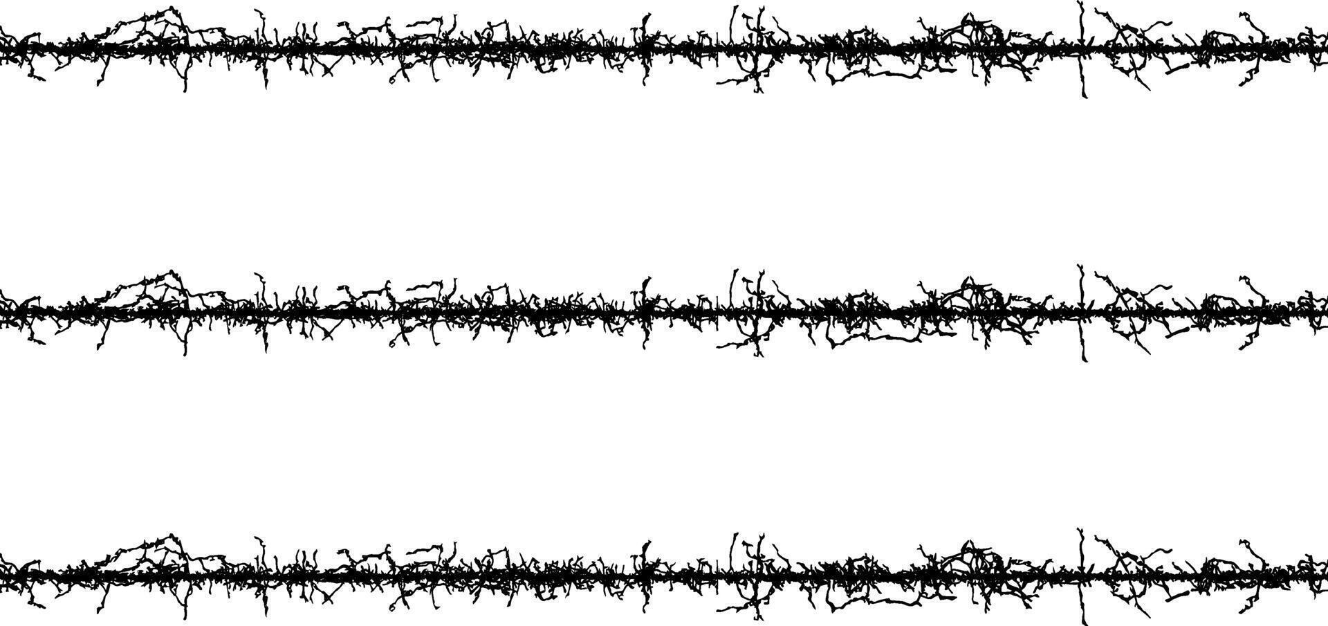 a black and white image of a line of ink, barbed wire fabric frame, a series of black and white lines with branches, barbed wire seamless pattern, vector