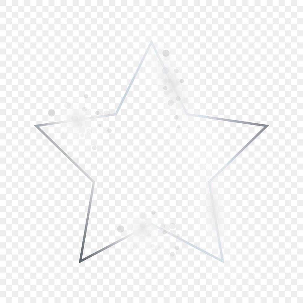 Silver glowing star shape frame with sparkles vector