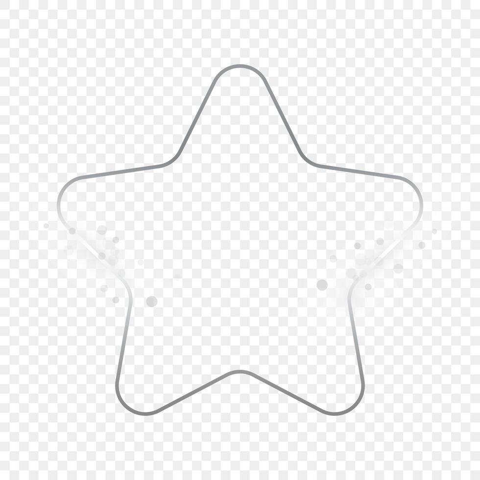 Silver glowing rounded star shape frame with sparkles vector