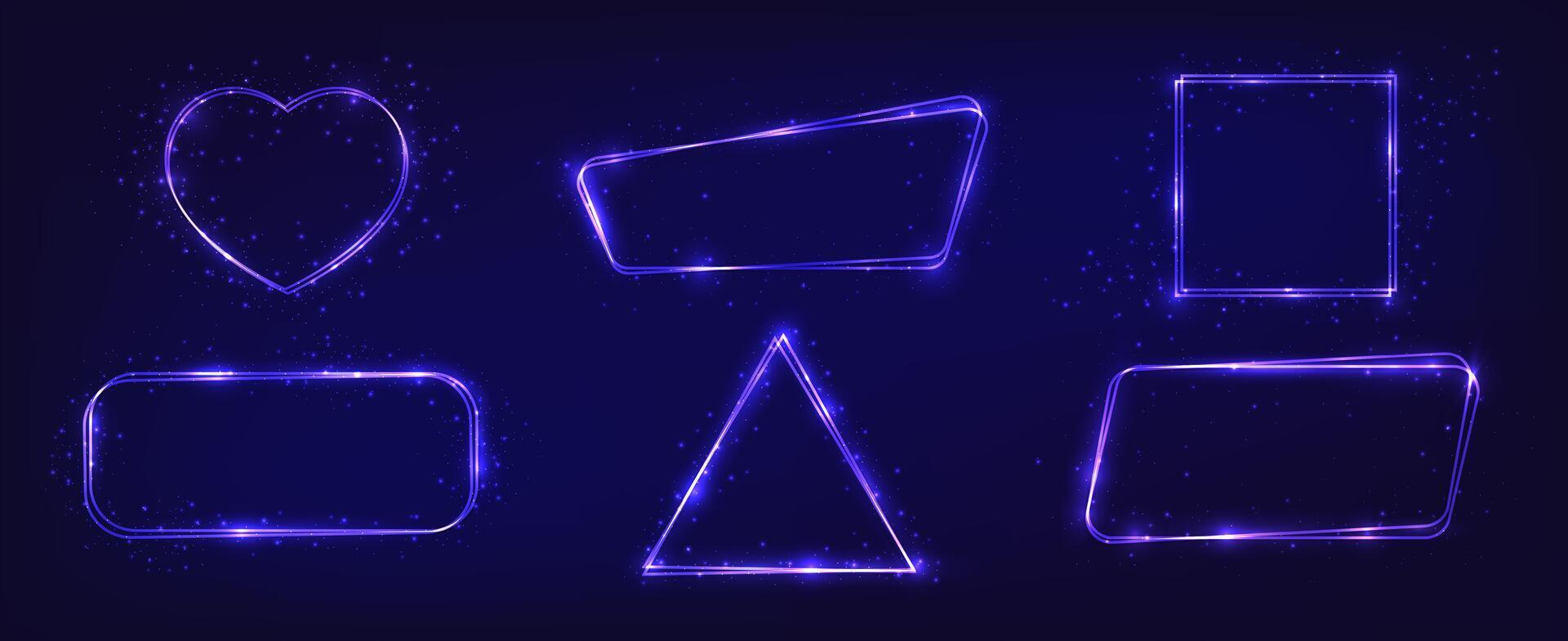 Neon double frame with shining effects vector