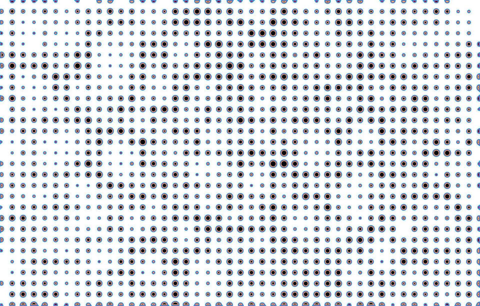 CMYK abstract dots and circles on white background, vector
