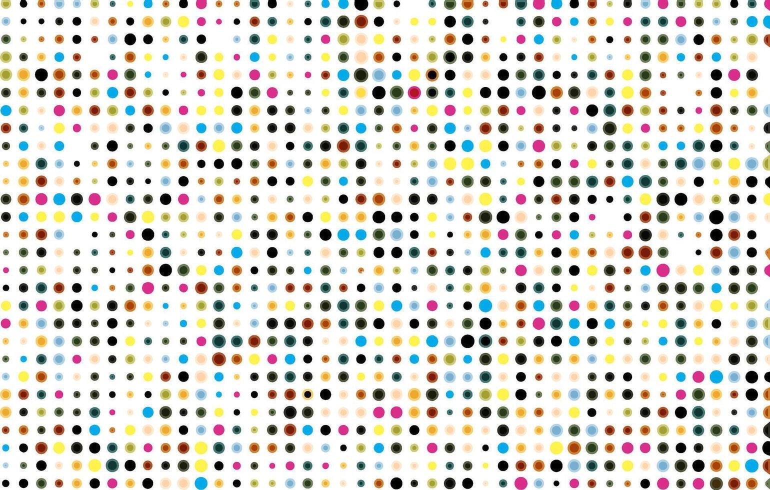 CMYK abstract dots and circles on white background, vector