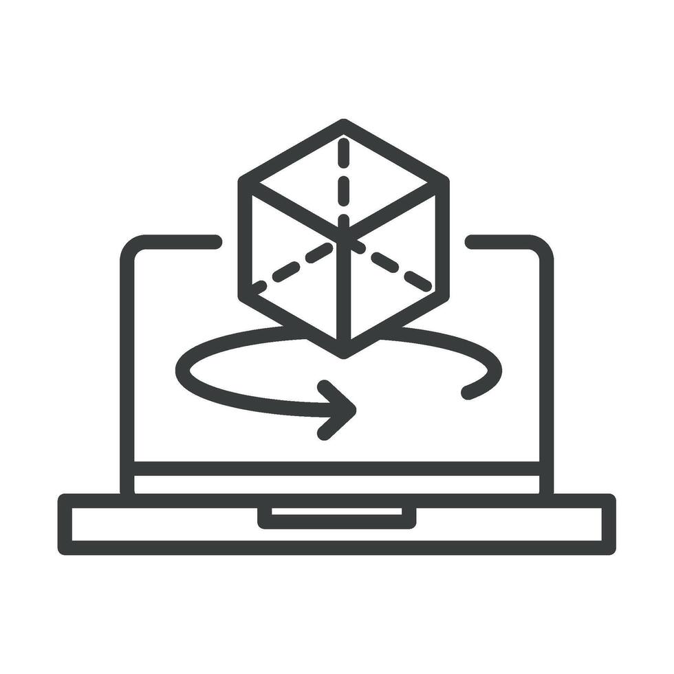 A laptop with a cube on it and a box on top vector