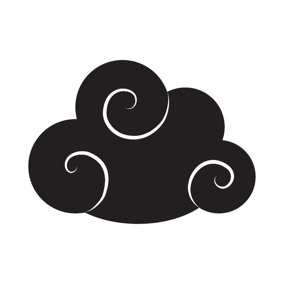 A black and white cloud with swirls on it vector