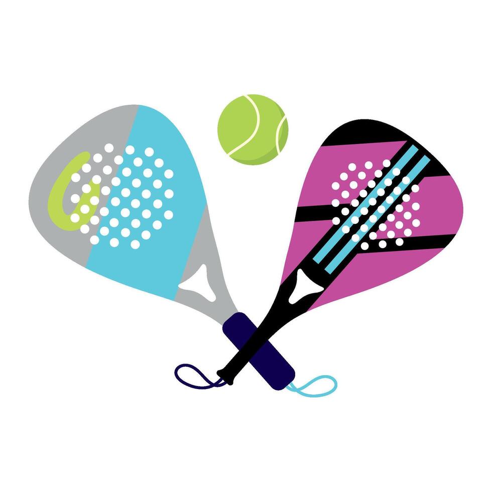 Two tennis rackets and a tennis ball on a white background vector