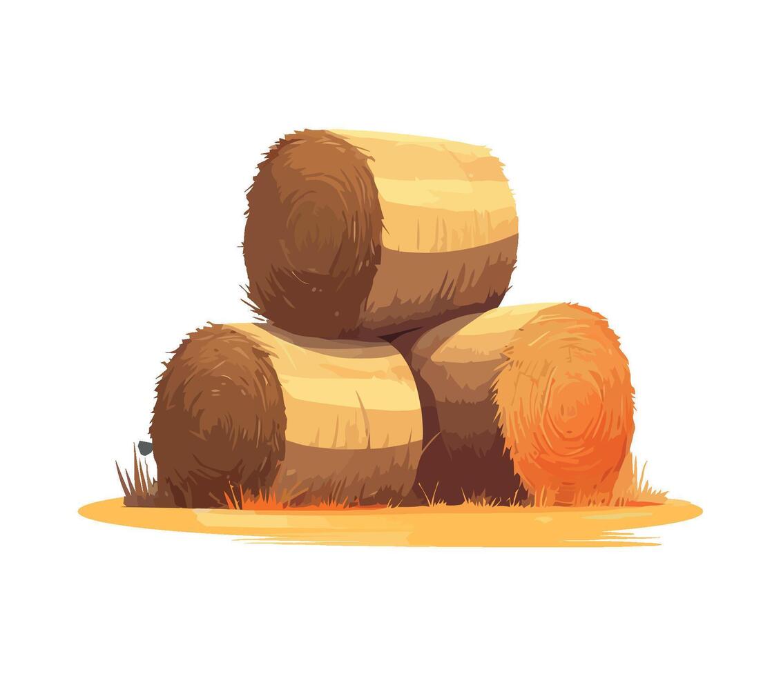Bales of hay on a white background vector
