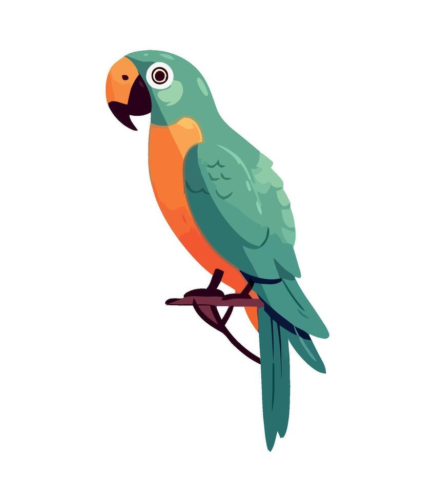 A cartoon parrot sitting on a branch vector
