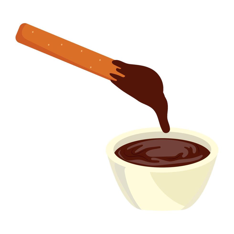 Chocolate sauce in a bowl illustration vector