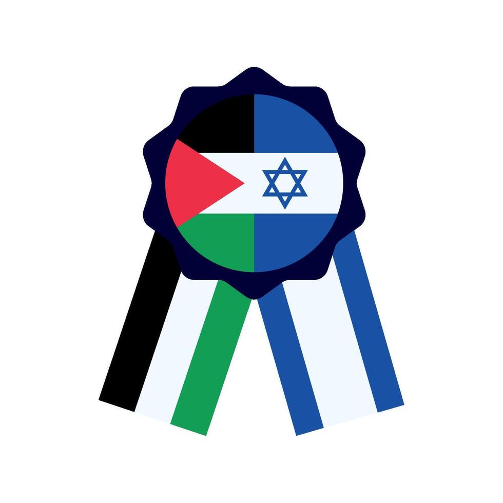 Israeli flag and palestine flag ribbon illustration vector