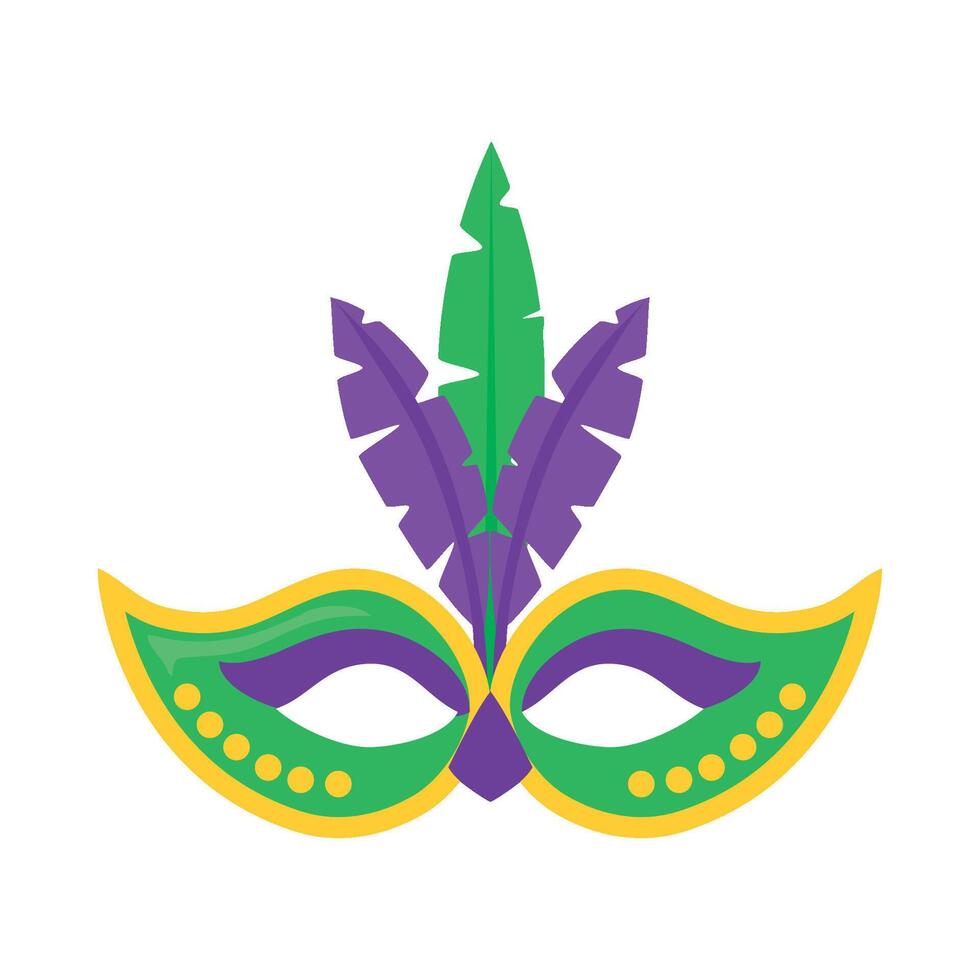 Mardi gras mask with feathers and leaves vector