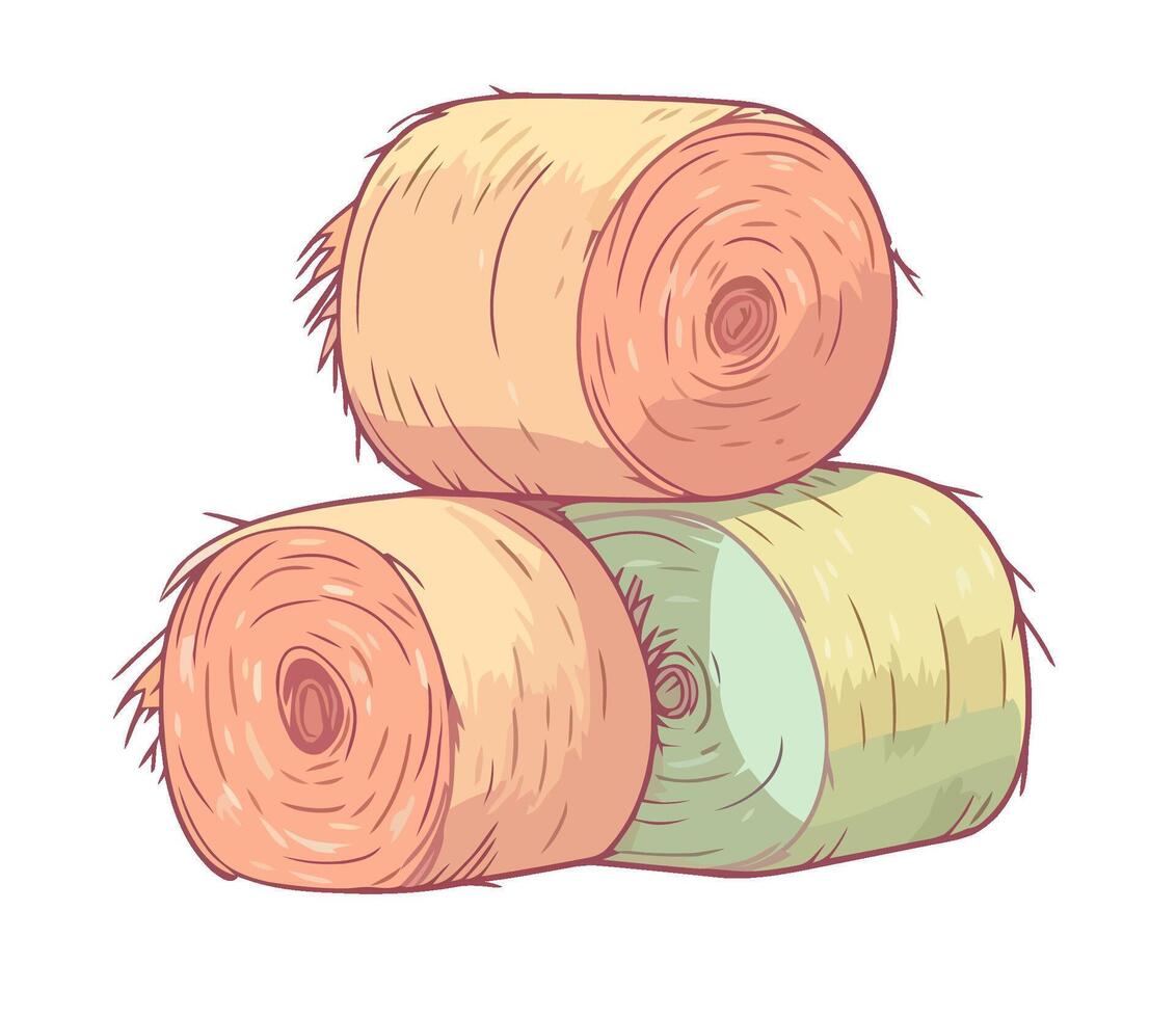 Three rolls of hay are stacked on top of each other vector