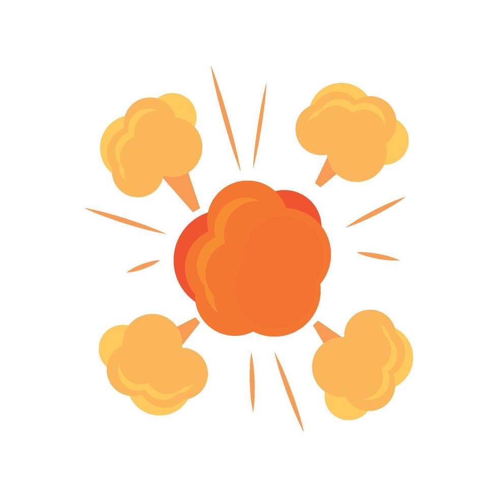An orange explosion with four small clouds vector