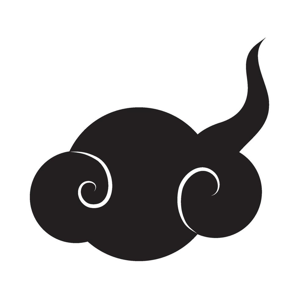 A black and white cloud with a spiral on it vector