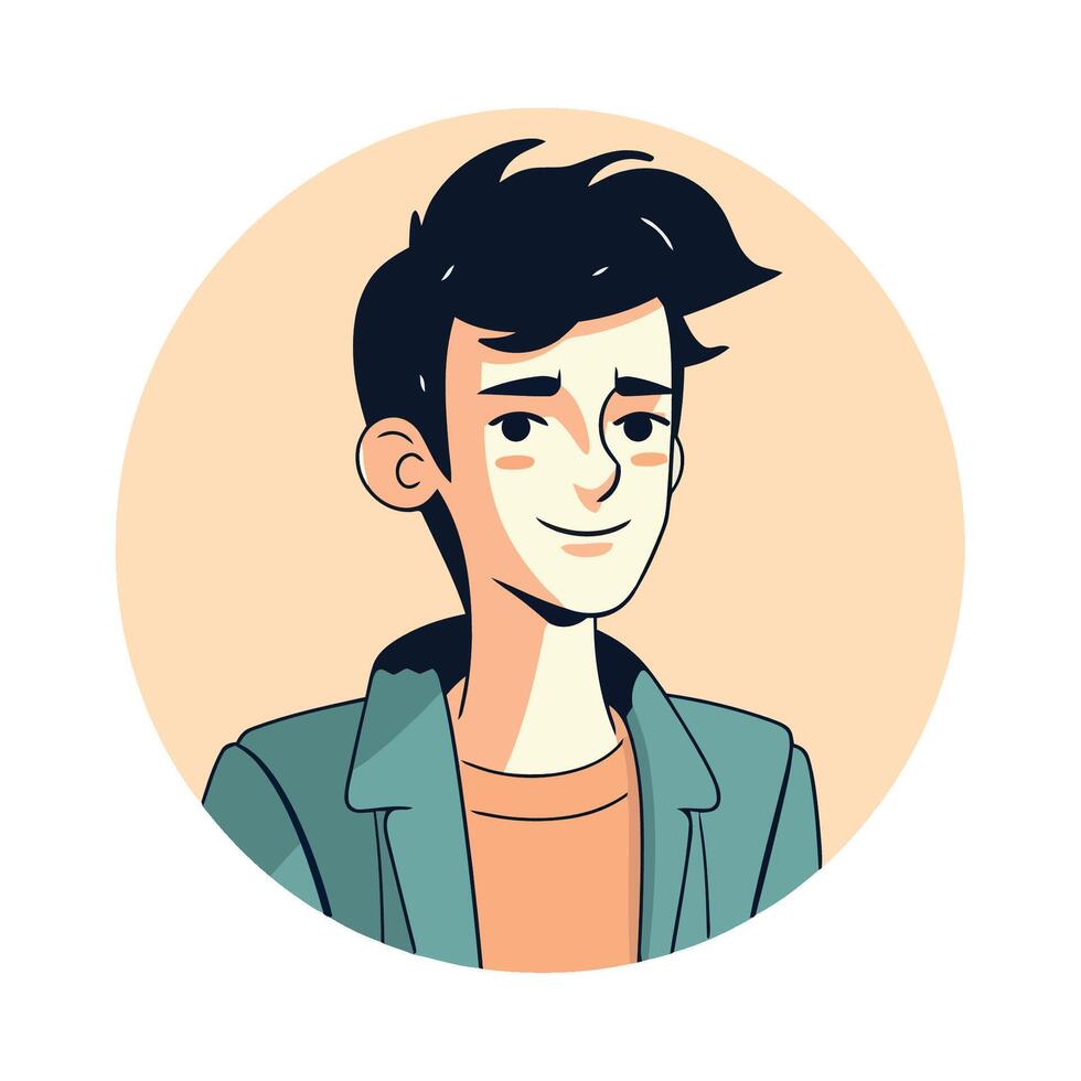A cartoon illustration of a man with black hair vector