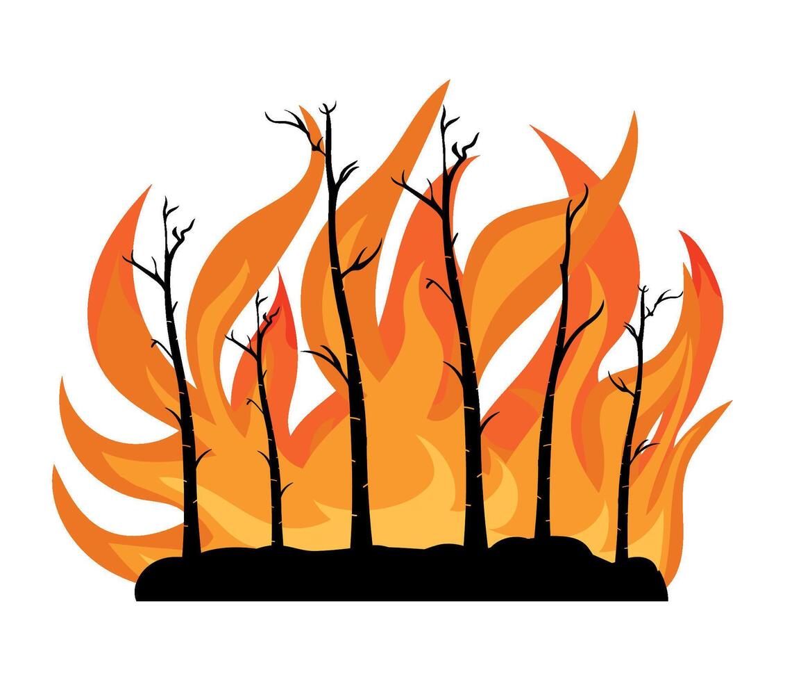 A fire with trees in the background vector