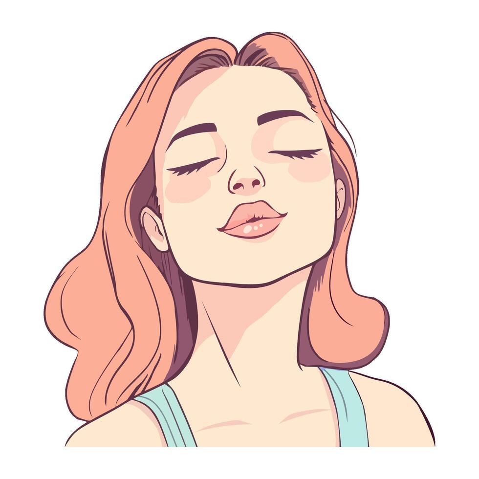 A woman with her eyes closed and her mouth open vector