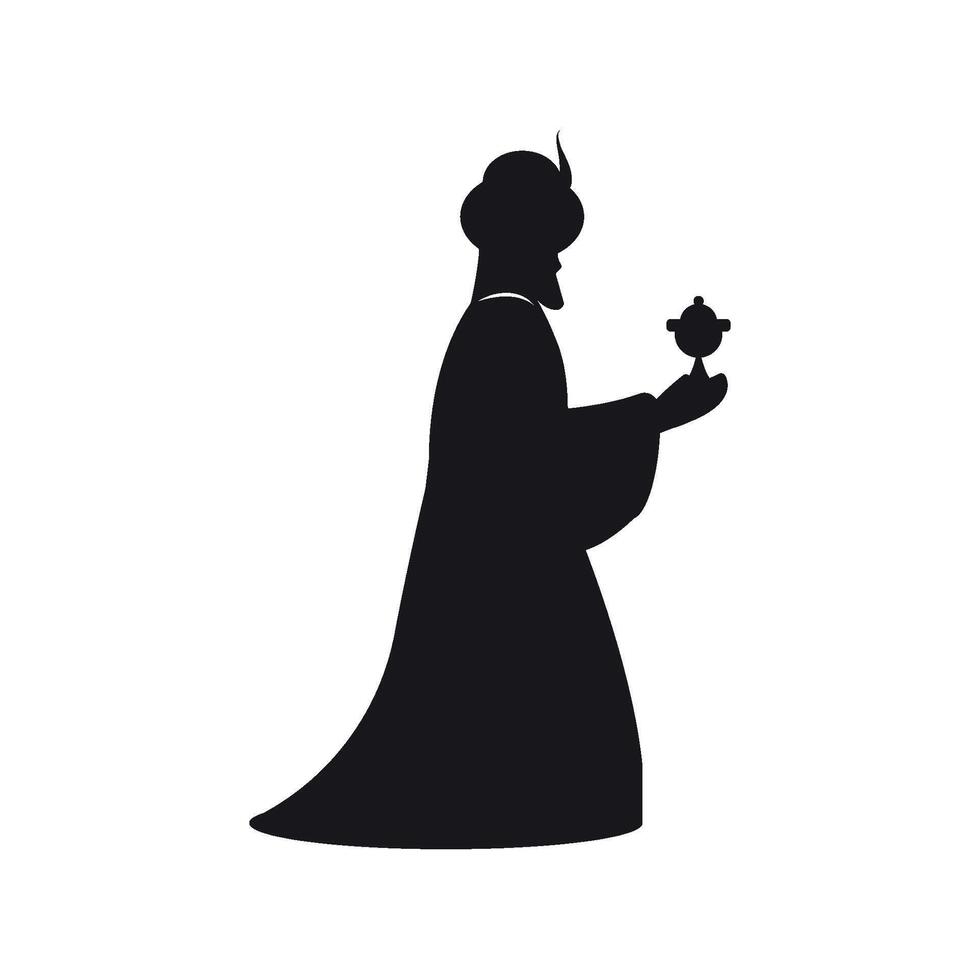 A silhouette of a man holding a flower vector