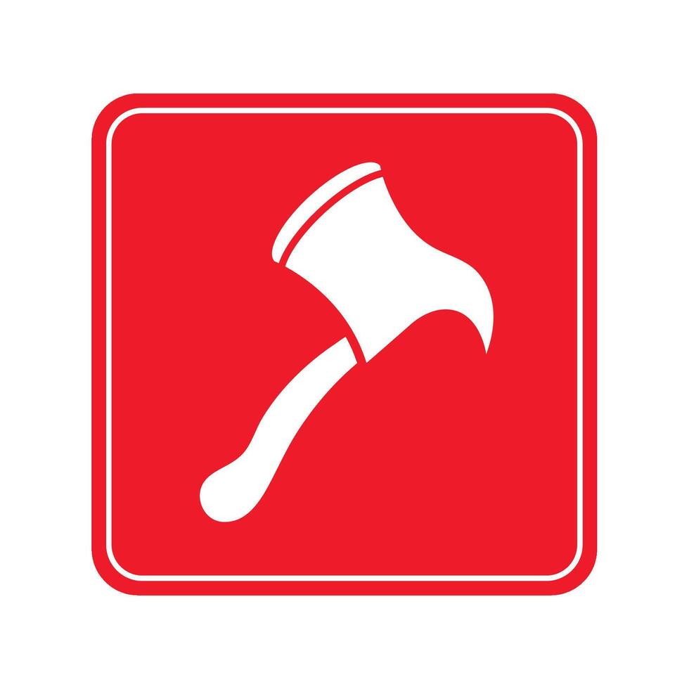 A red sign with an axe icon vector