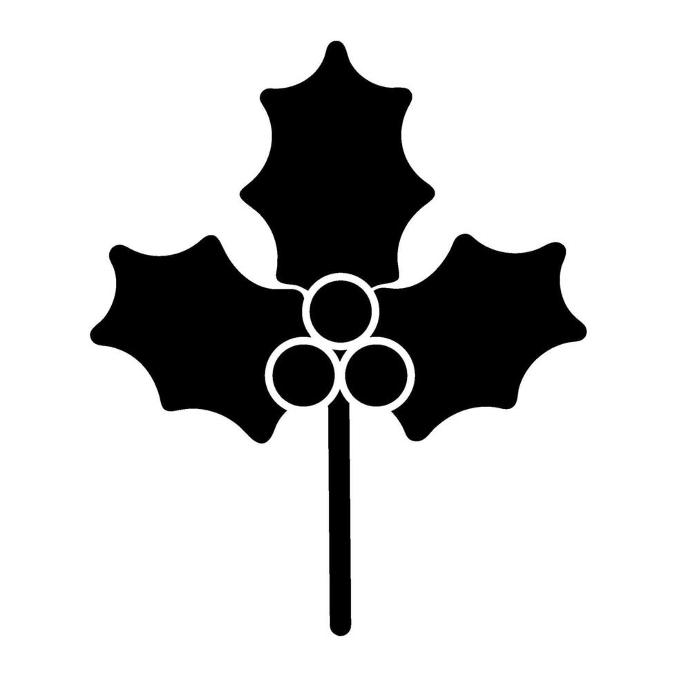 A black and white illustration of a holly leaf vector