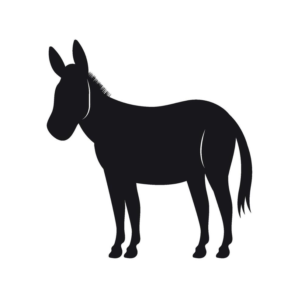 A black silhouette of a donkey on a white background vector