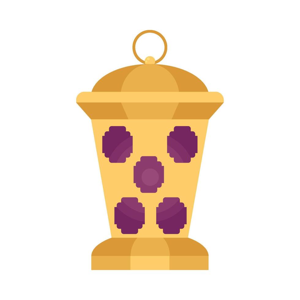 An icon of a gold lantern with purple stones vector