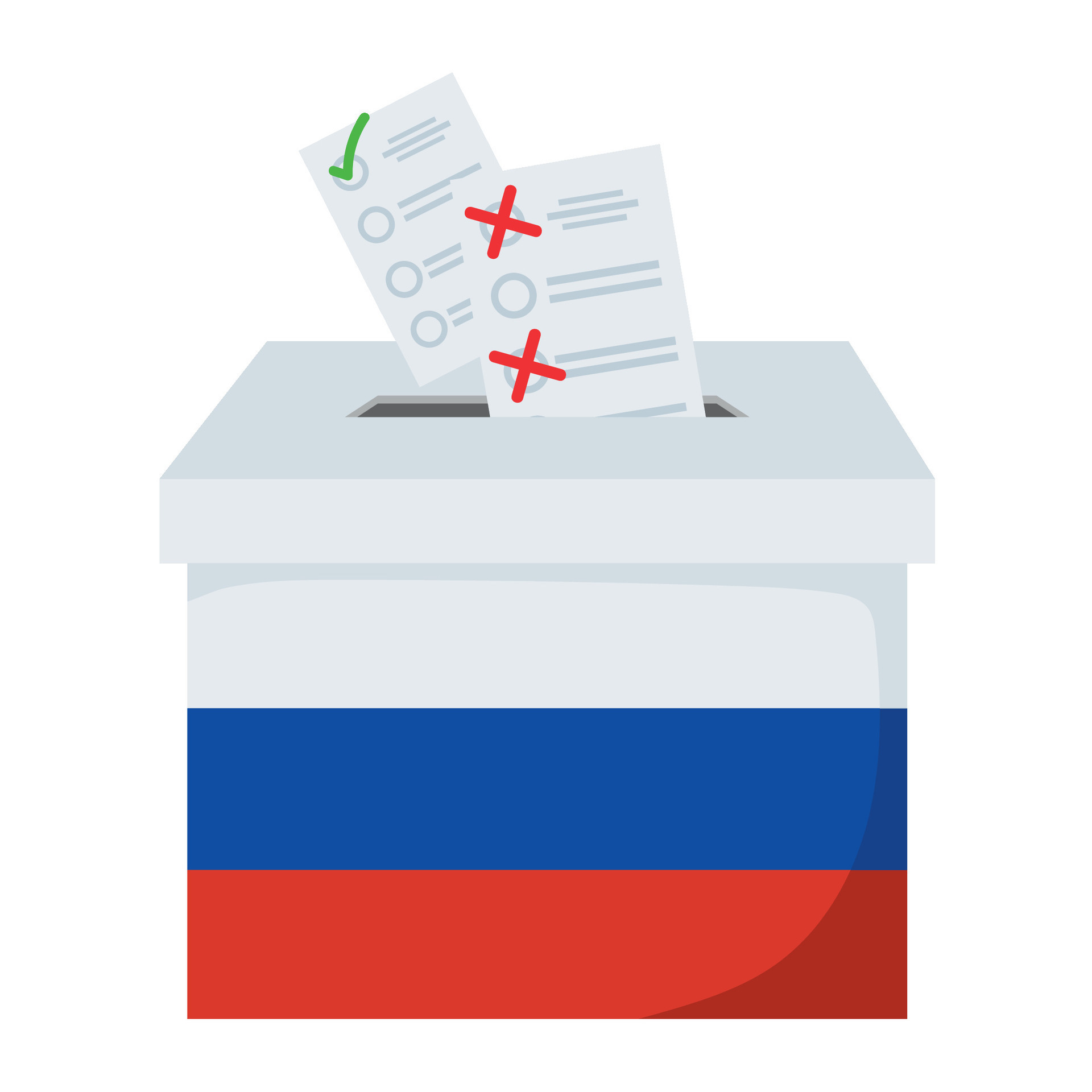 Russian election ballot box with ballot papers and check marks 49600202 Russian election ballot box with ballot papers and check marks 49600202
