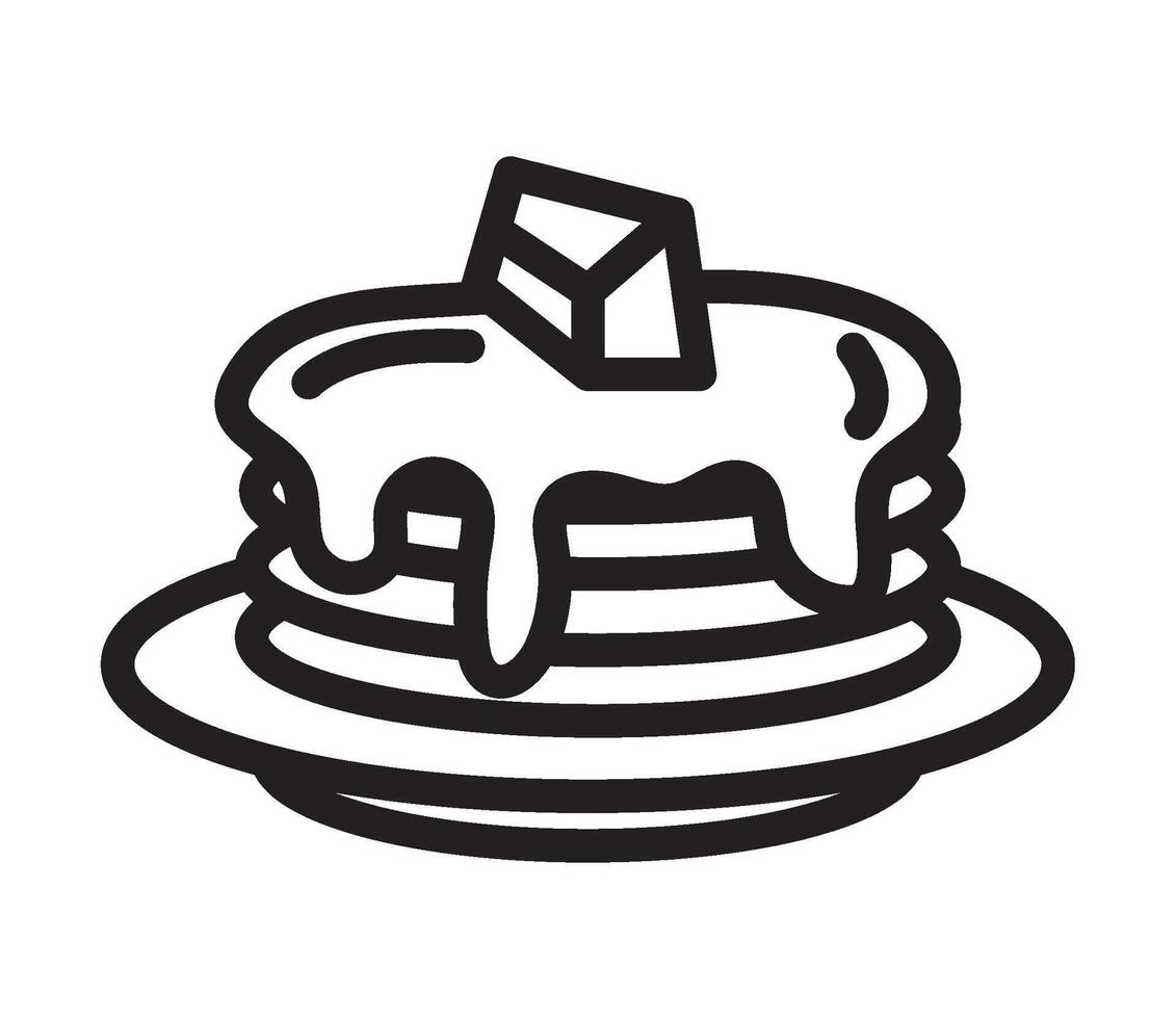 A black and white illustration of a stack of pancakes vector