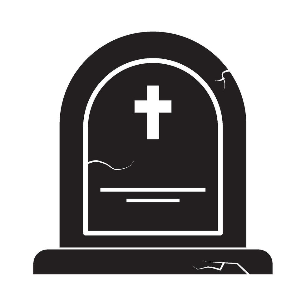 A black and white tombstone with a cross on it vector
