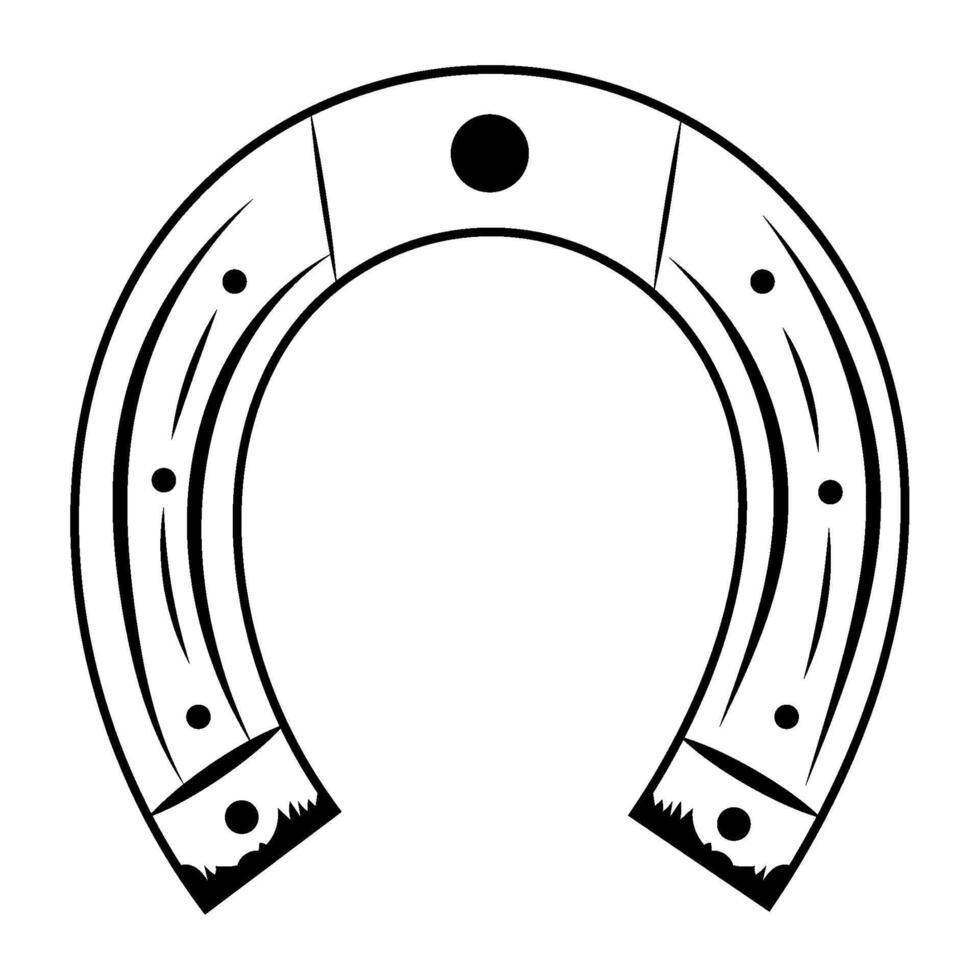 A black and white drawing of a horseshoe vector