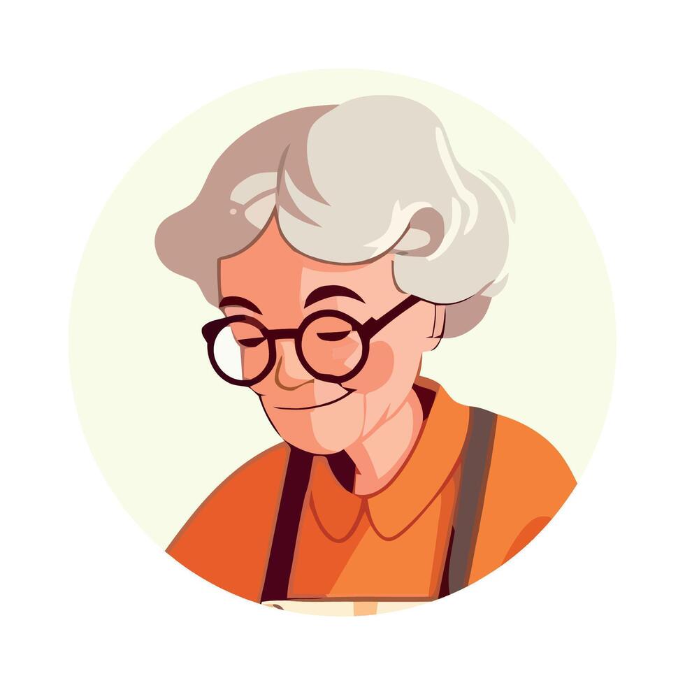 An old woman with glasses and an apron vector