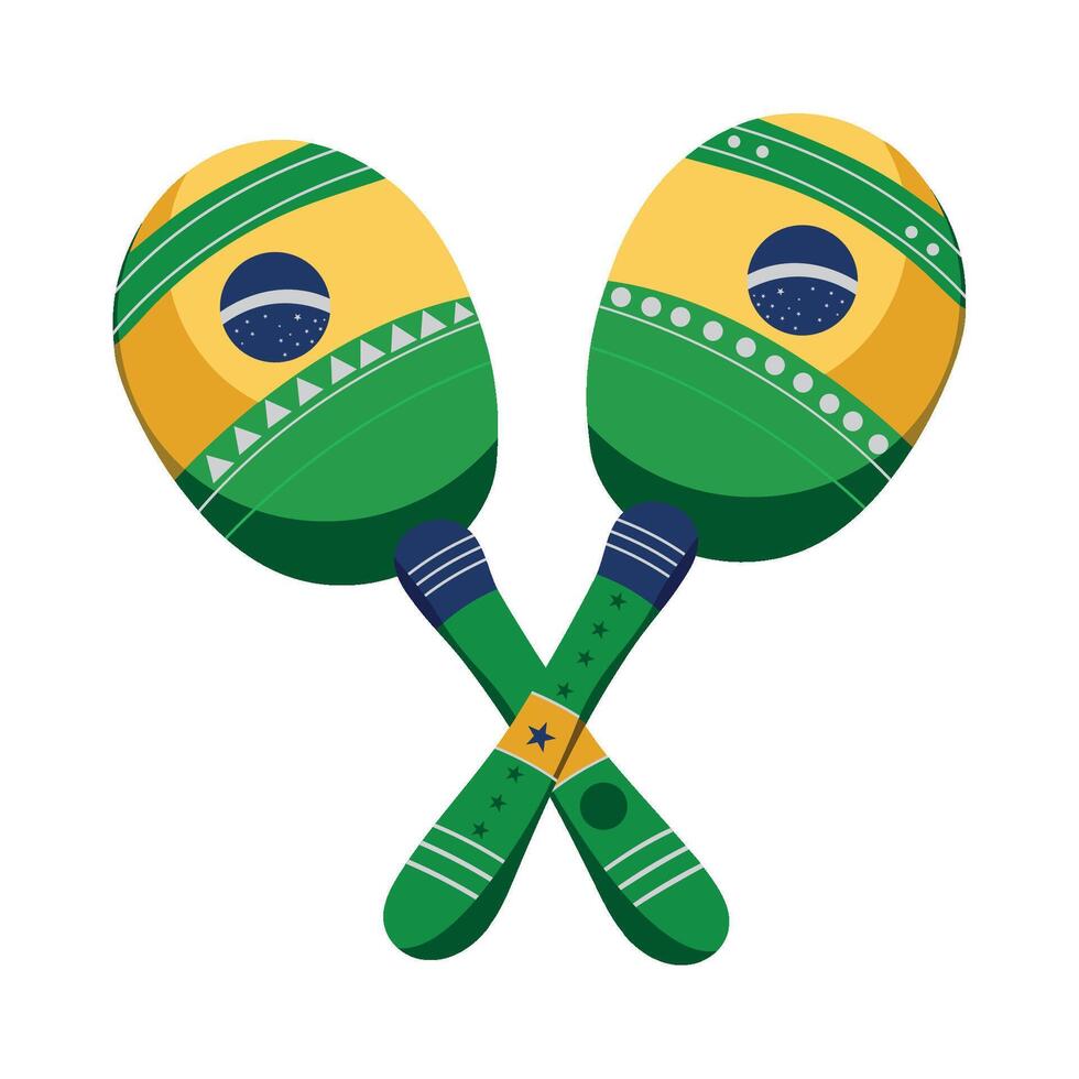 Two maracas with brazil flag on them vector