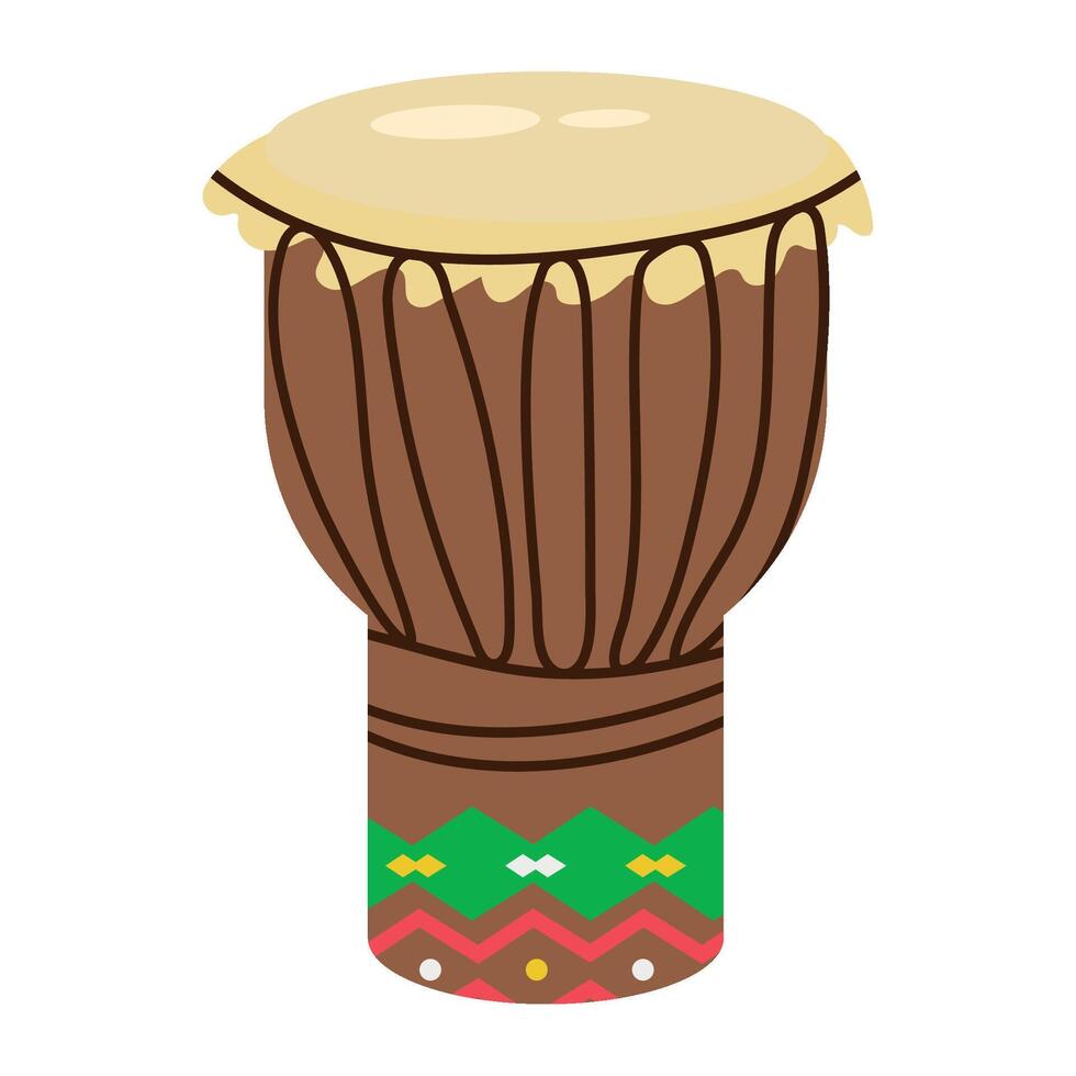 African drum with tribal pattern illustration vector
