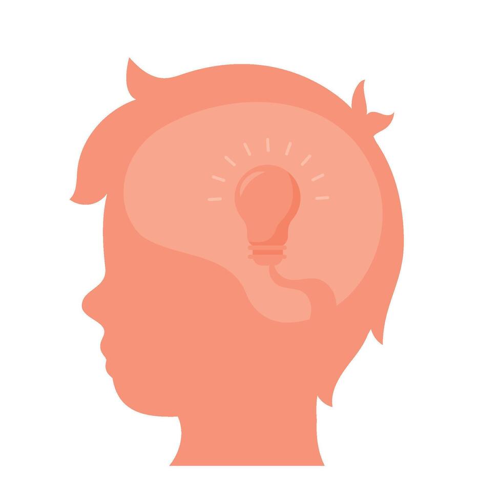 Illustration of a child's head with an idea light bulb vector