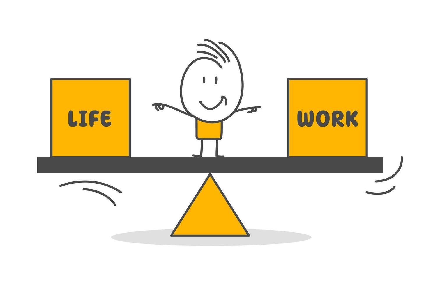 Stick figures. Work-life balance Illustration of a person balancing his work and personal life on the scales. vector