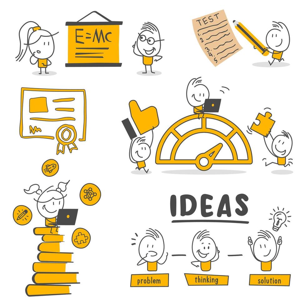 Education, knowledge concept. People study sets. Students learn in various ways. vector