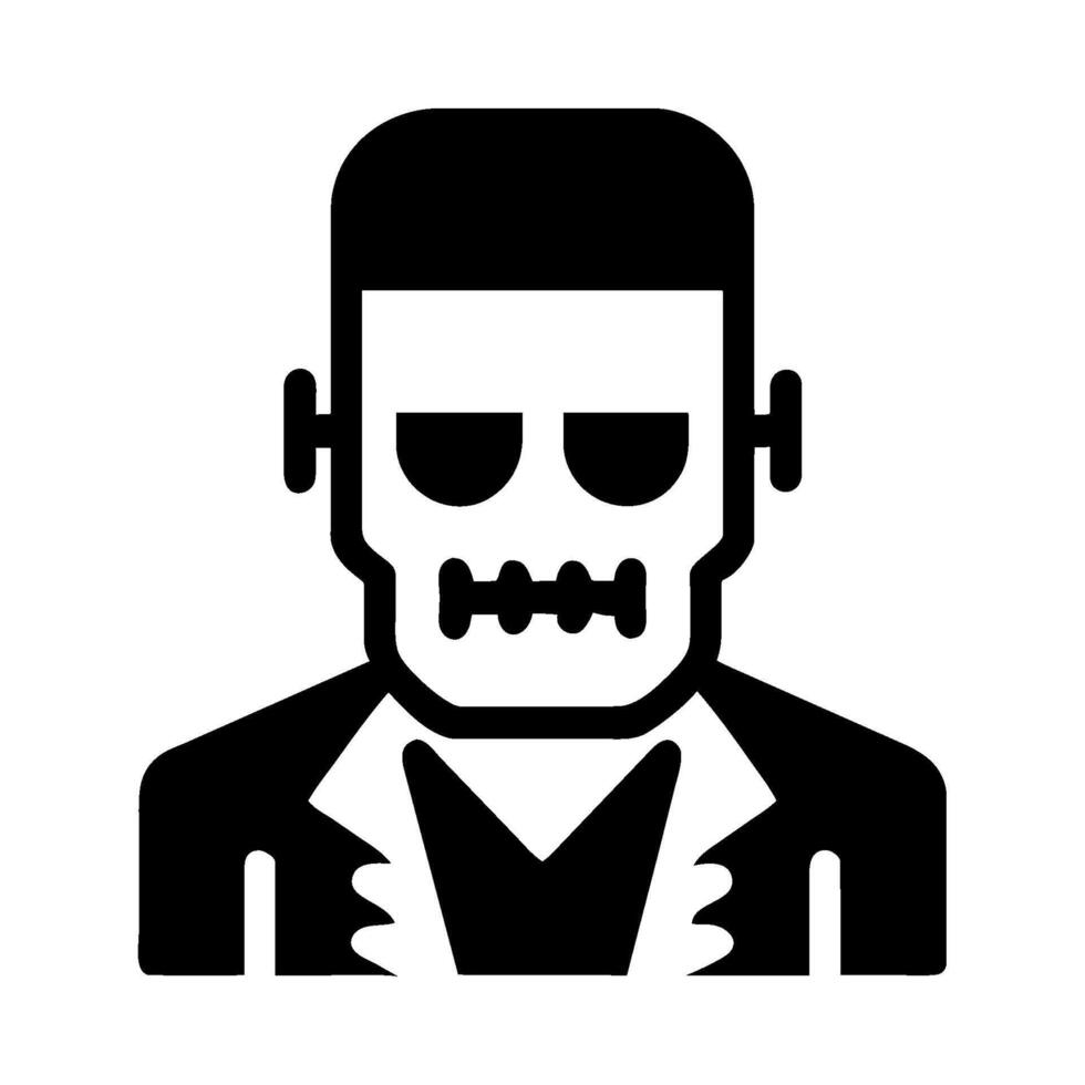 A black and white icon of a man with a skull vector