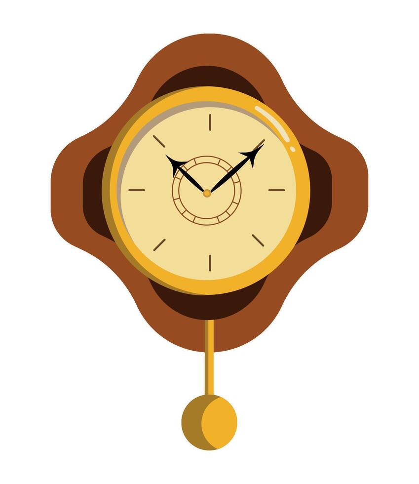 A clock with a brown and gold face on a white background vector