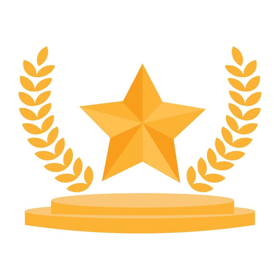 A star on a pedestal with laurel wreaths vector