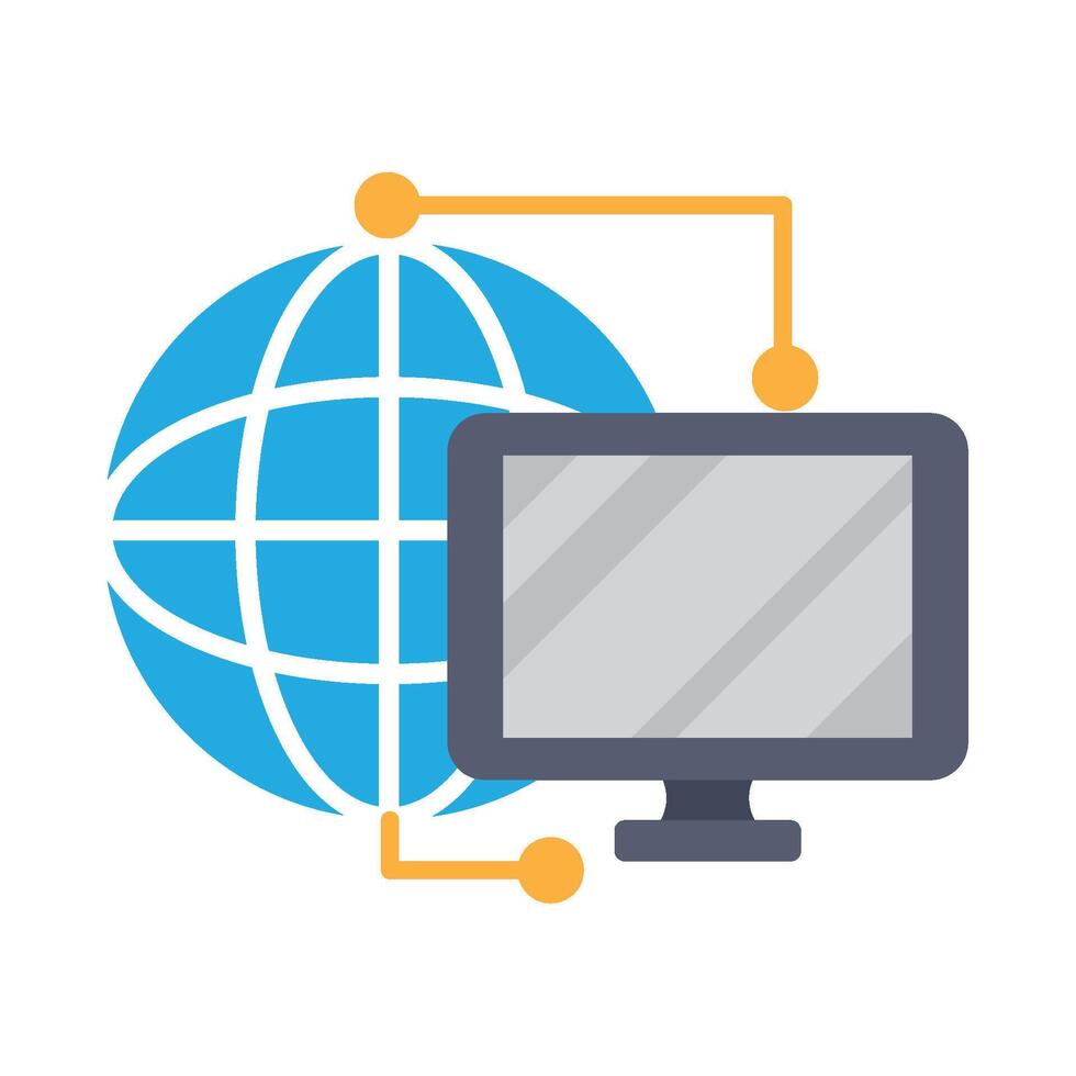 A computer monitor and globe icon vector