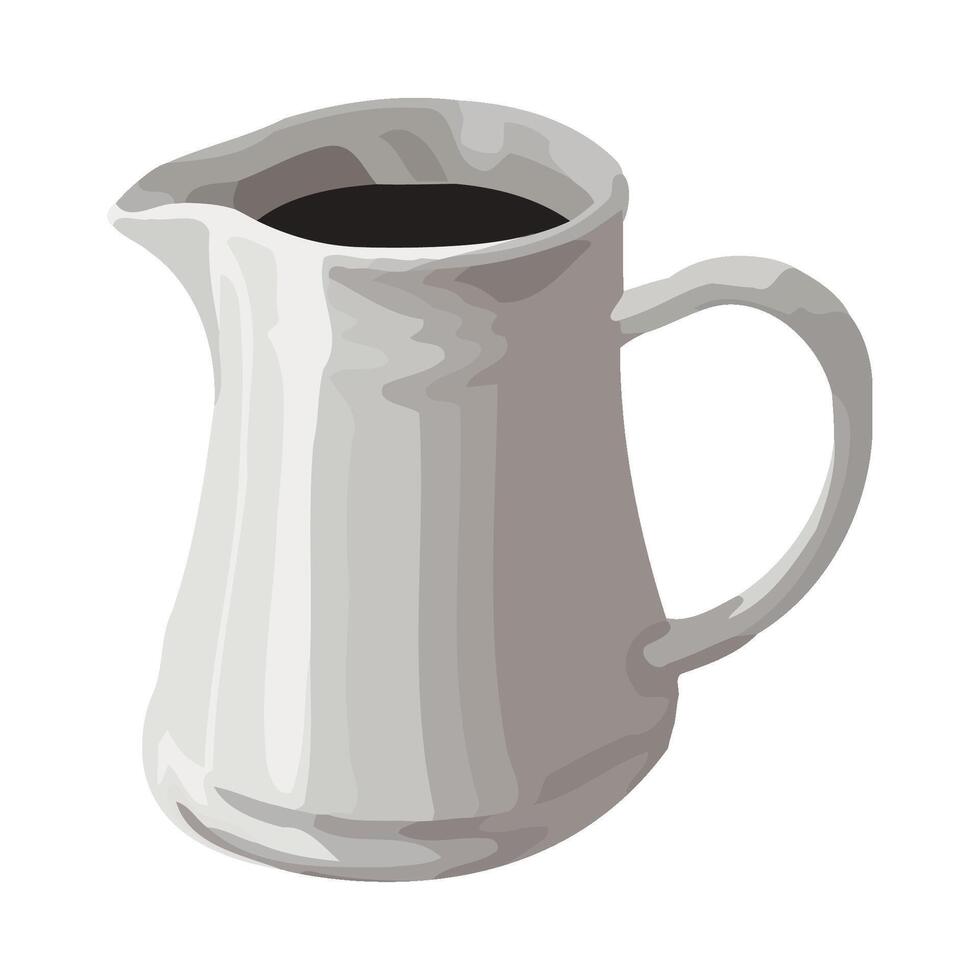 A white jug with black coffee in it vector