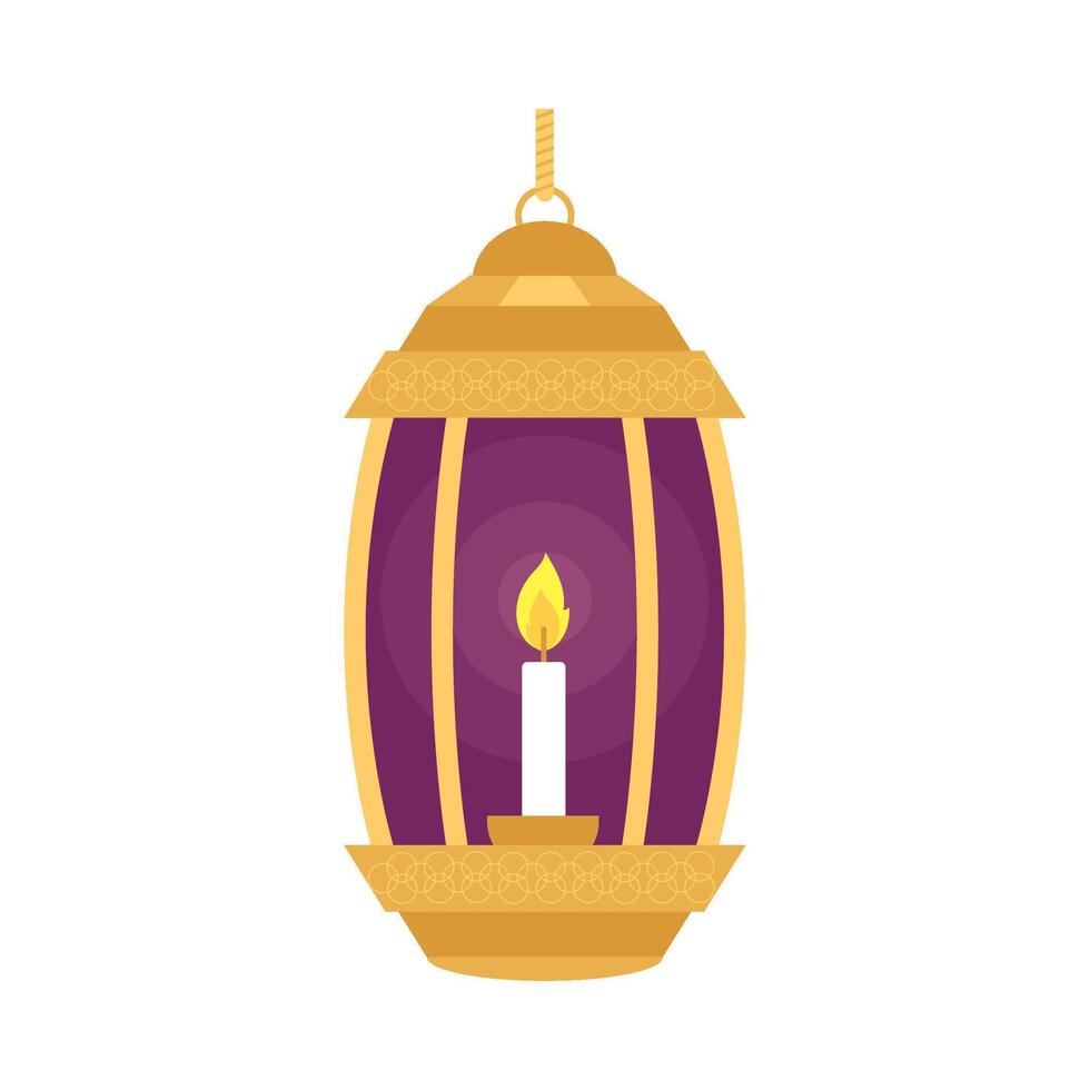 Islamic lantern with candle illustration vector
