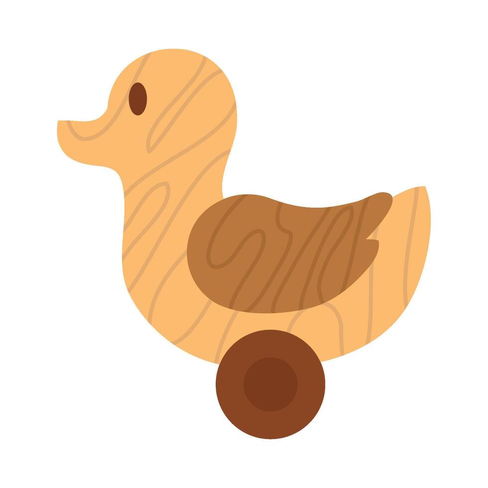 Wooden duck toy with wheels and wooden legs vector