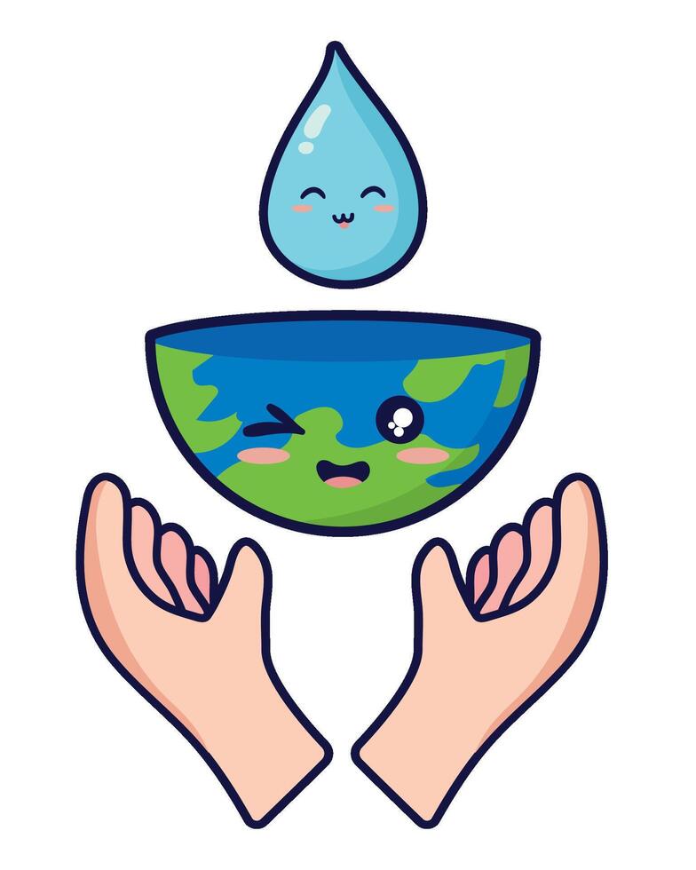 Save water and earth concept illustration vector