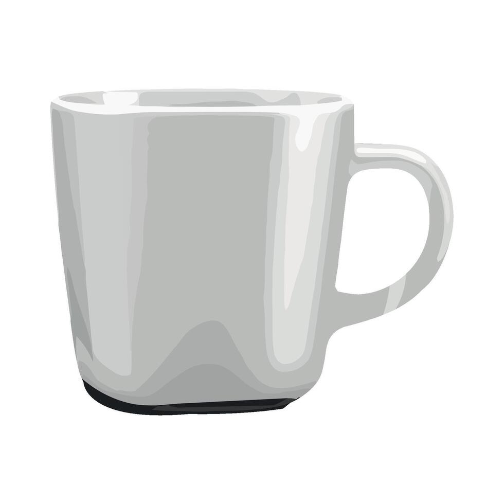 A white mug with a handle on a white background vector