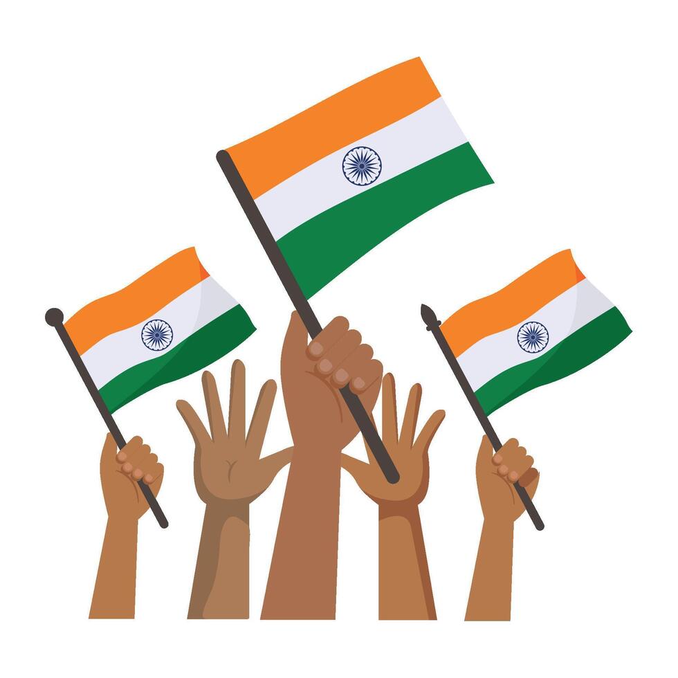 Indian flag waving hands illustration vector