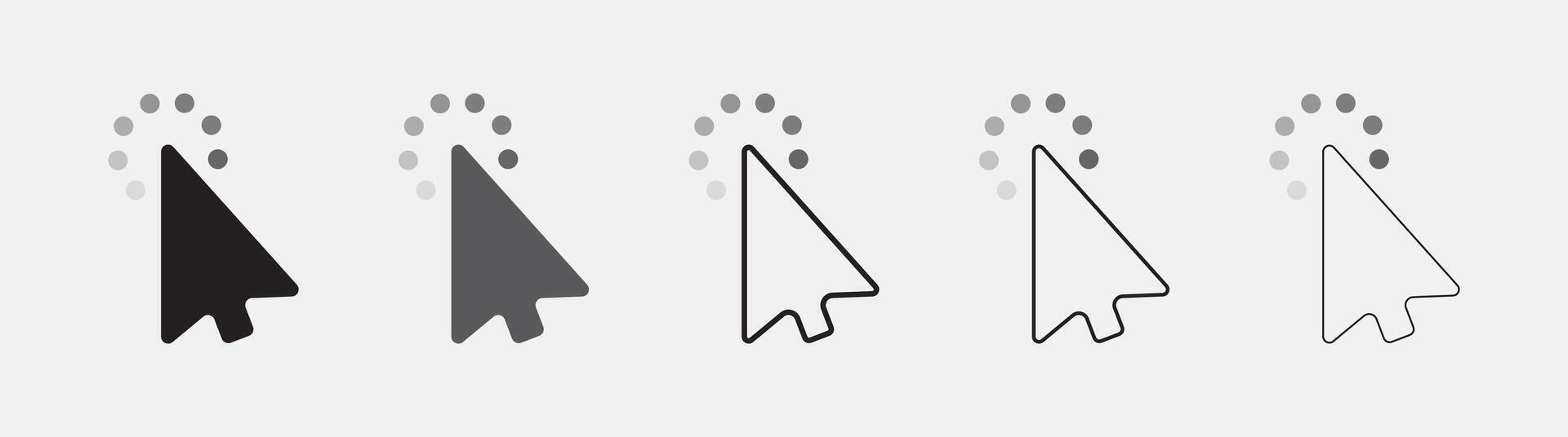 Collection of arrow pointer, cursor icon, click or press cursor in flat design. vector