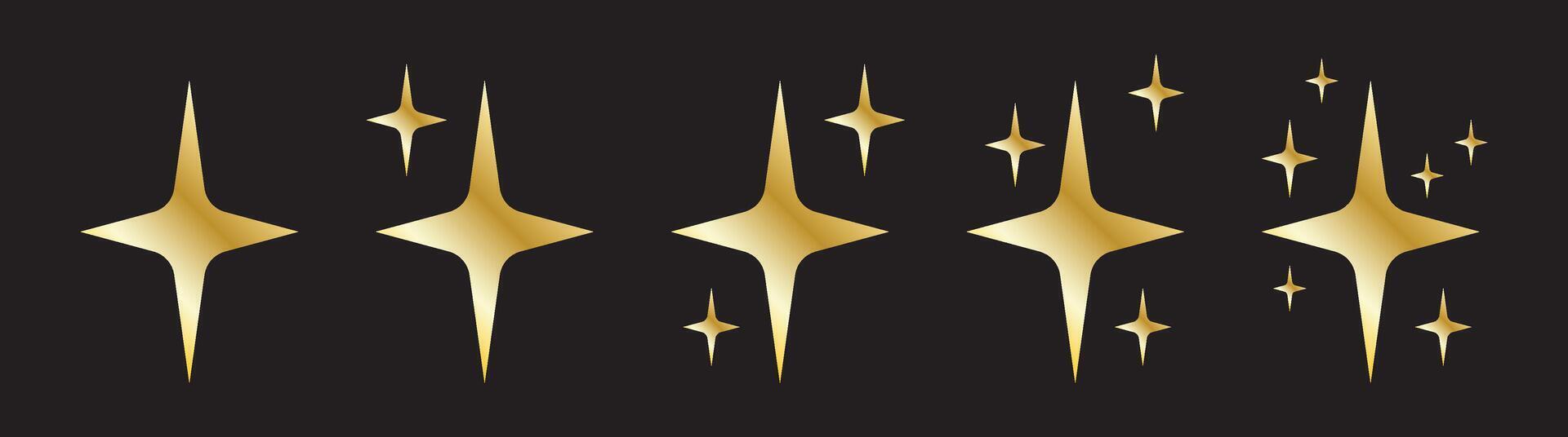 Collection of gold color star icon illustration vector